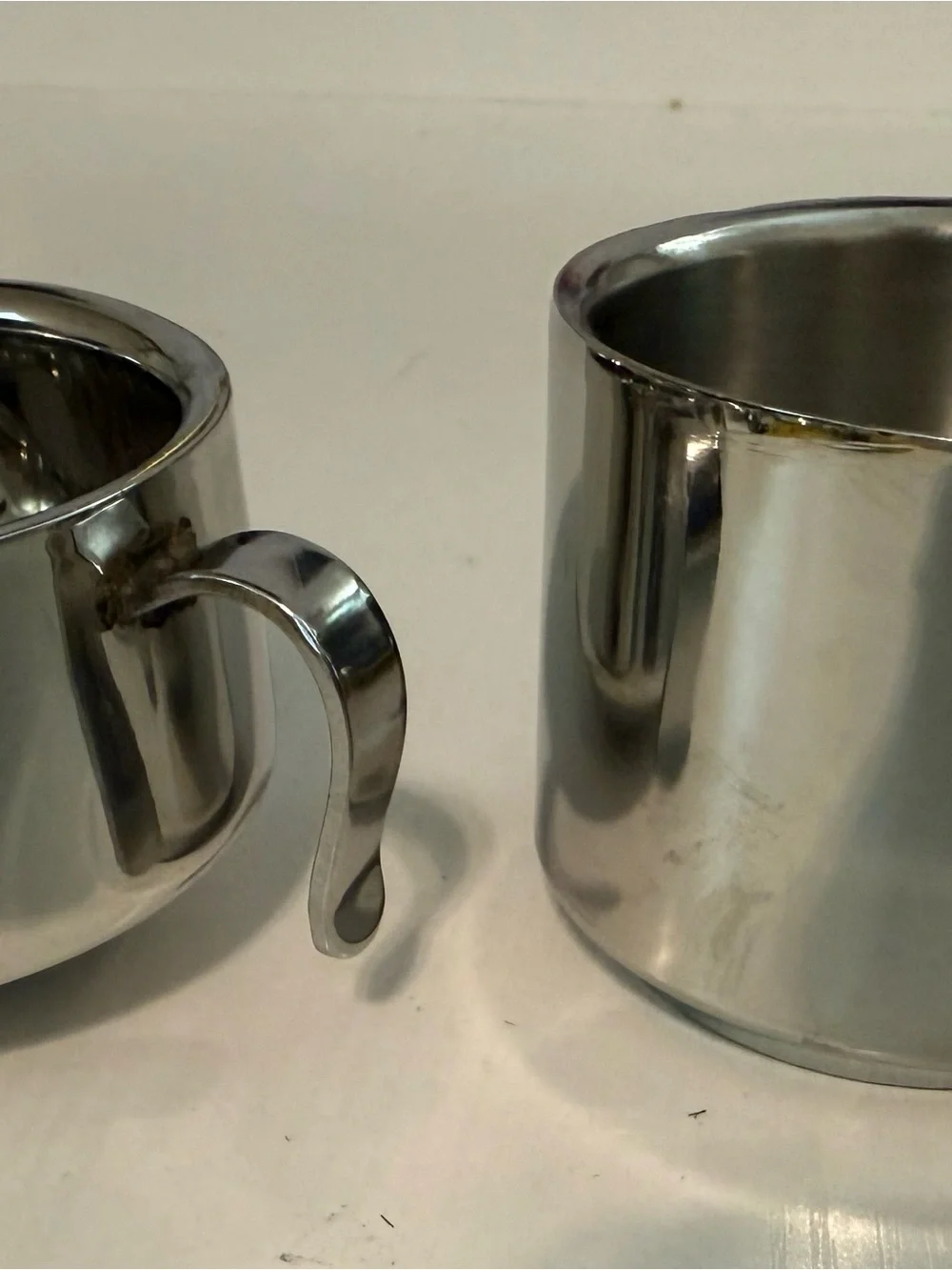 Set of 6: Polished Stainless Steel Coffee Cup and 3 serving bowls Mazda & JVL